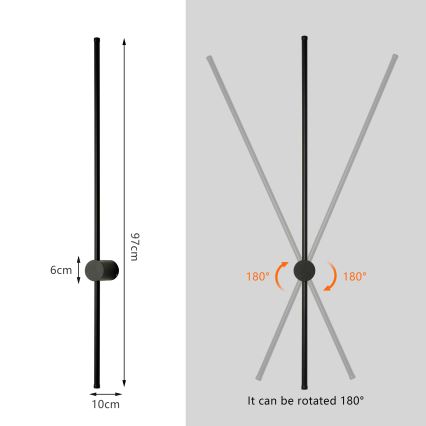 Brilagi - LED zunanja stenska svetilka AURA LED/20W/230V 4000K IP54 97 cm črna CRI 90