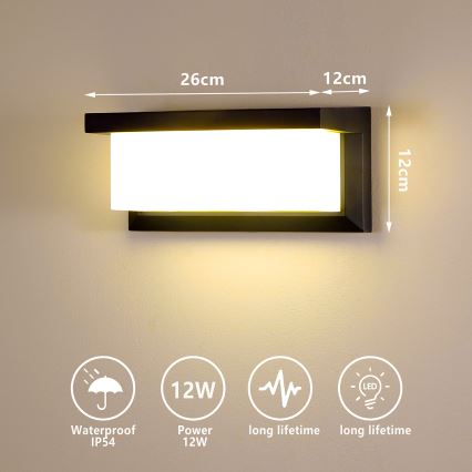 Brilagi - LED Zunanja stenska svetilka BRICKY LED/12W/230V črna IP54