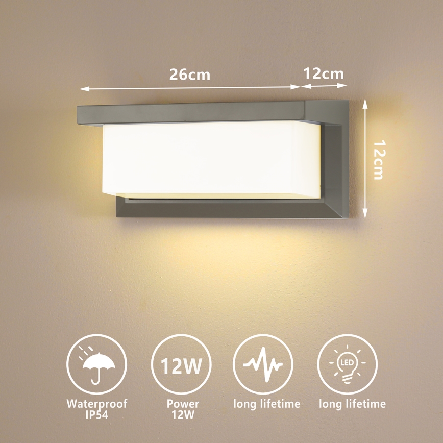 Brilagi - LED Zunanja stenska svetilka BRICKY LED/12W/230V siva IP54