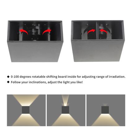 Brilagi - LED zunanja stenska svetilka DOUBLERAY LED/4W/230V antracit IP65