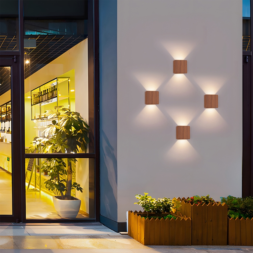 Brilagi - LED zunanja stenska svetilka DOUBLERAY LED/6W/230V lesni dekor IP54