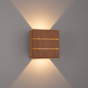 Brilagi -LED Zunanja stenska svetilka DOUBLERAY LINE LED/6W/230V lesni dekor IP54