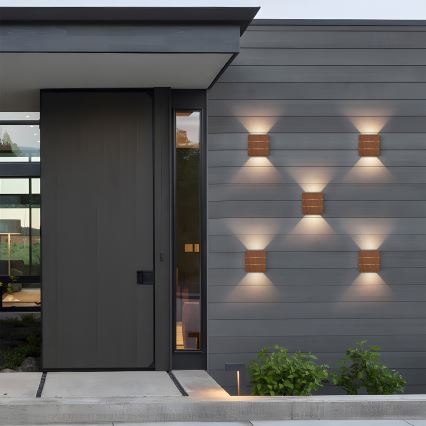 Brilagi -LED Zunanja stenska svetilka DOUBLERAY LINE LED/6W/230V lesni dekor IP54