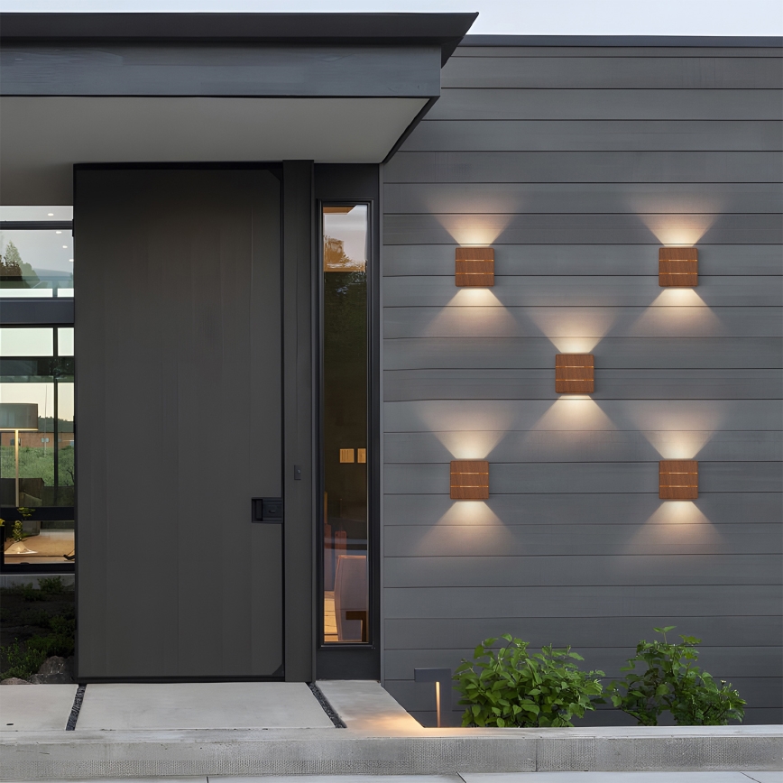 Brilagi -LED Zunanja stenska svetilka DOUBLERAY LINE LED/6W/230V lesni dekor IP54