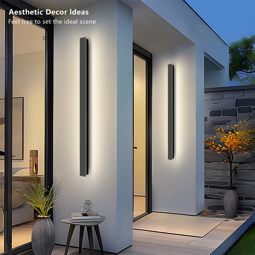 Brilagi - LED zunanji stenski svetilec LINEAR LED/22W/230V 3000K IP65 100 cm črna CRI 90