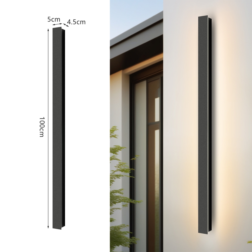 Brilagi - LED zunanji stenski svetilec LINEAR LED/22W/230V 3000K IP65 100 cm črna CRI 90