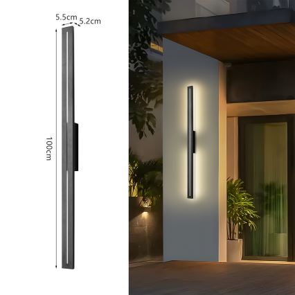 Brilagi - LED zunanja stenska svetilka LINEO LED/24W/230V 4000K IP65 100 cm črna CRI 90