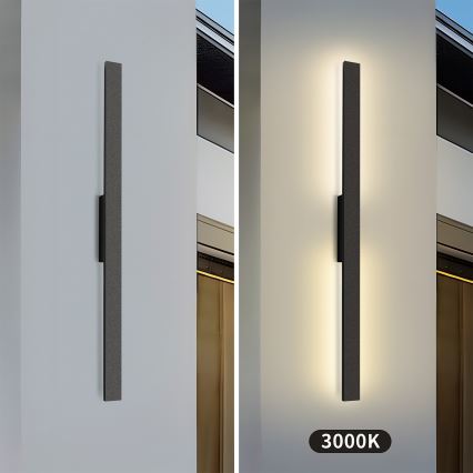 Brilagi - LED zunanja stenska svetilka LUNA LED/24W/230V 3000K IP65 100 cm črna CRI 90