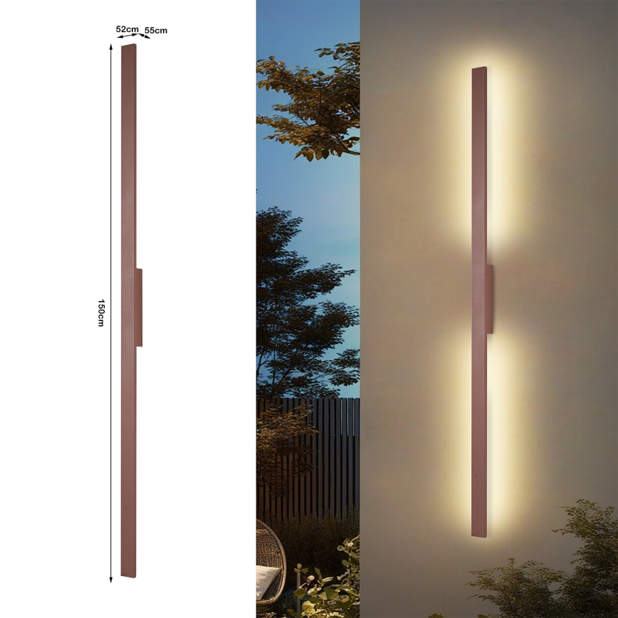 Brilagi - LED zunanja stenska svetilka LUNA LED/30W/230V 3000K IP65 150 cm rjava CRI 90