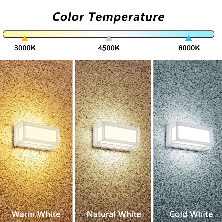 Brilagi - LED zunanja stenska svetilka PARKER LED/12W/230V 3000/4500/6000K bela IP44