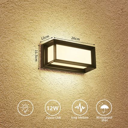 Brilagi - LED zunanja stenska svetilka PARKER LED/12W/230V 3000/4500/6000K črna IP44