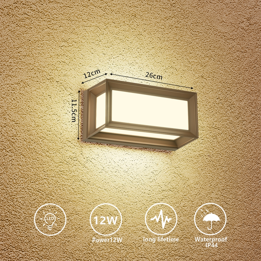 Brilagi - LED zunanja stenska svetilka PARKER LED/12W/230V 3000/4500/6000K rjava IP44