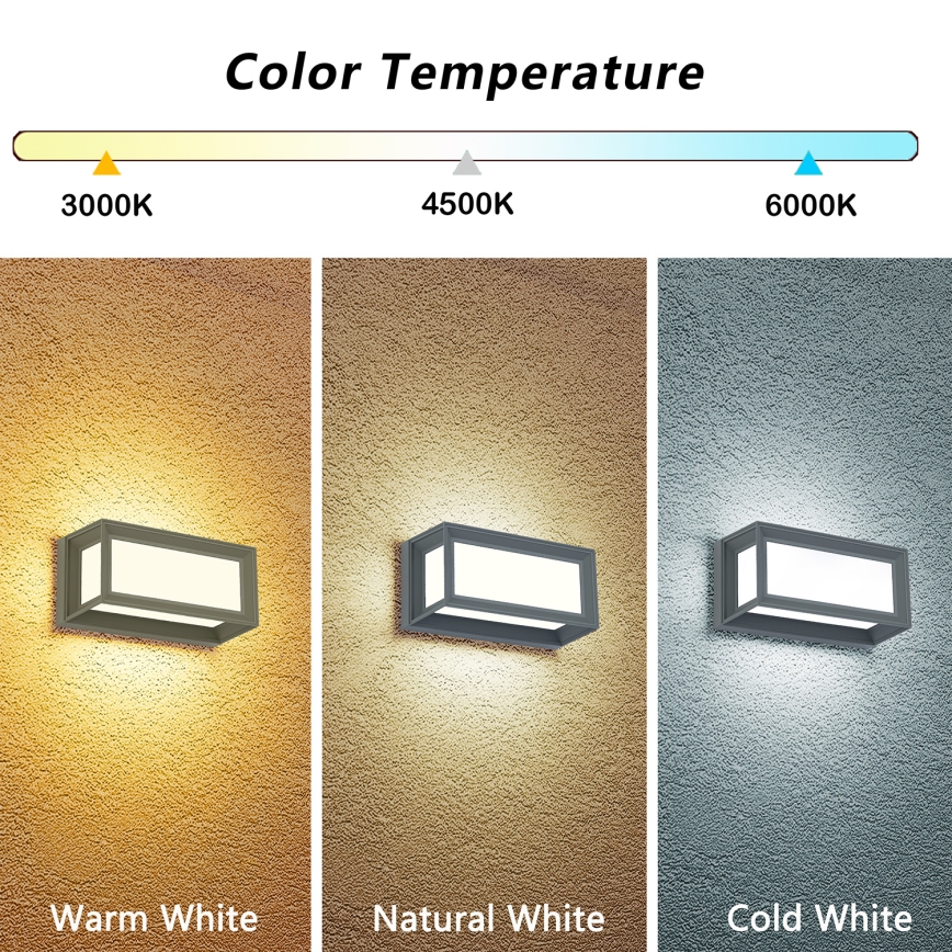Brilagi - LED zunanja stenska svetilka PARKER LED/12W/230V 3000/4500/6000K siva IP44