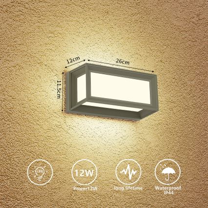 Brilagi - LED zunanja stenska svetilka PARKER LED/12W/230V 3000/4500/6000K siva IP44