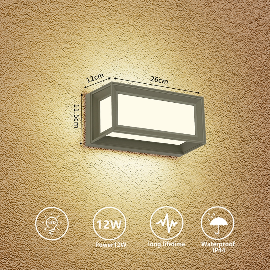 Brilagi - LED zunanja stenska svetilka PARKER LED/12W/230V 3000/4500/6000K siva IP44