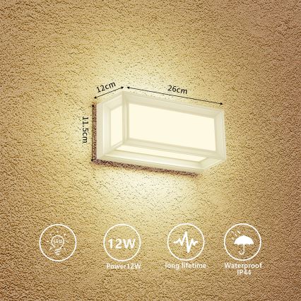 Brilagi - LED zunanja stenska svetilka PARKER LED/12W/230V bela IP44