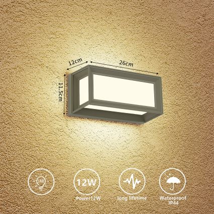 Brilagi - LED zunanja stenska svetilka PARKER LED/12W/230V siva IP44