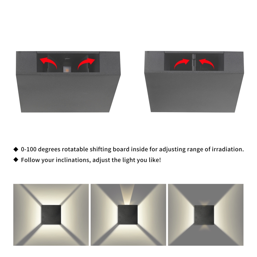 Brilagi - LED zunanja stenska svetilka QUADRAY LED/4W/230V antracit IP65