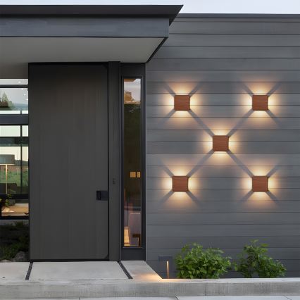 Brilagi - LED zunanja stenska svetilka QUADRAY LED/6W/230V, lesni dekor, IP54