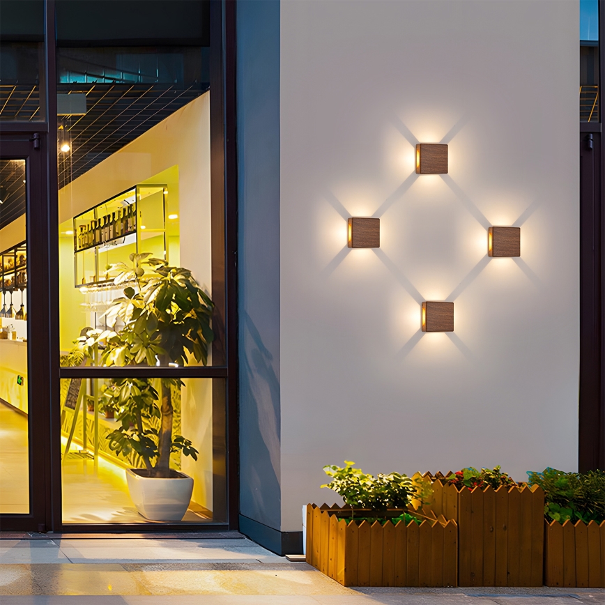 Brilagi - LED zunanja stenska svetilka QUADRAY LED/6W/230V, lesni dekor, IP54