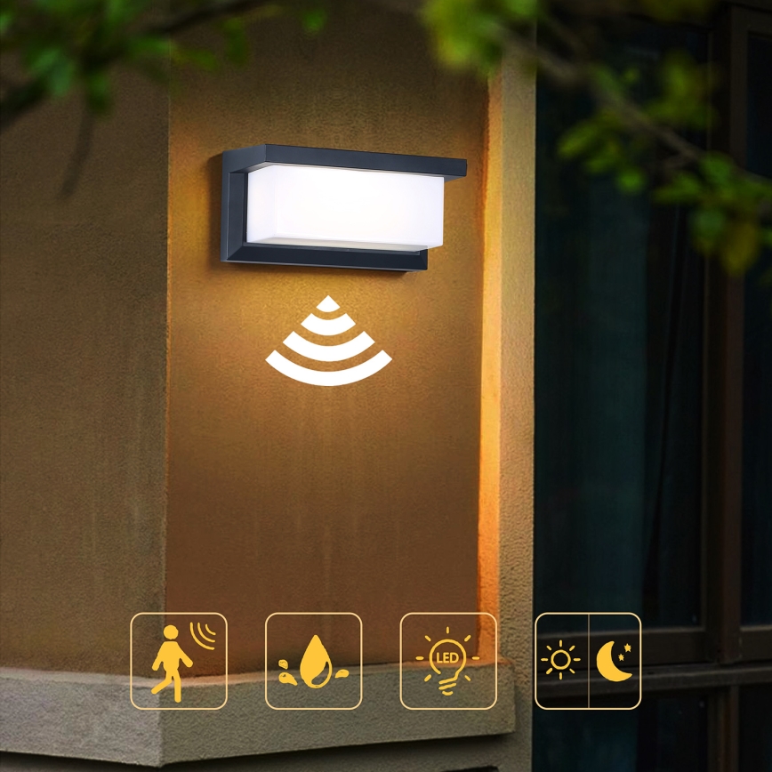 Brilagi - LED Zunanja stenska svetilka s senzorjem BRICKY LED/12W/230V antracit IP54