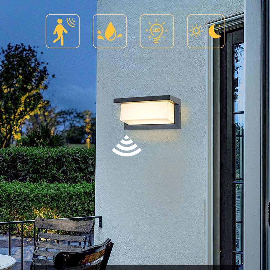 Brilagi - LED Zunanja stenska svetilka s senzorjem BRICKY LED/12W/230V antracit IP54