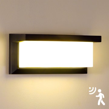 Brilagi - LED Zunanja stenska svetilka s senzorjem BRICKY LED/12W/230V črna IP54