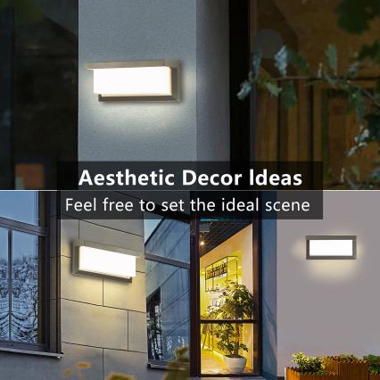 Brilagi - LED Zunanja stenska svetilka s senzorjem BRICKY LED/12W/230V siva IP54