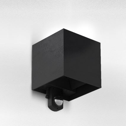 Brilagi - LED zunanja stenska svetilka s senzorjem CUBE LED/6W/230V črna IP65