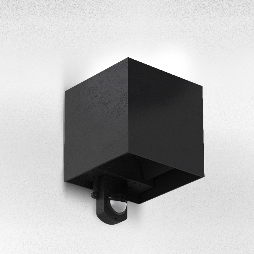 Brilagi - LED zunanja stenska svetilka s senzorjem CUBE LED/6W/230V črna IP65