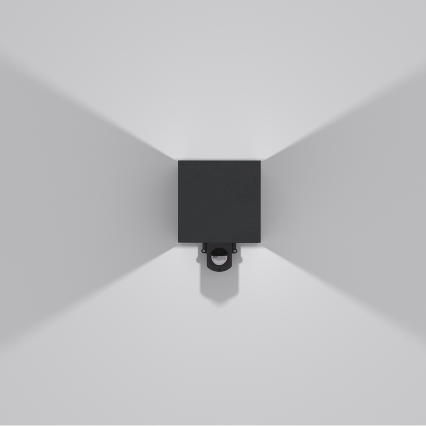 Brilagi - LED zunanja stenska svetilka s senzorjem CUBE LED/6W/230V črna IP65