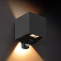 Brilagi - LED zunanja stenska svetilka s senzorjem CUBE LED/6W/230V črna IP65
