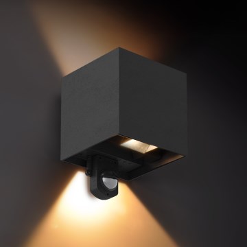Brilagi - LED zunanja stenska svetilka s senzorjem CUBE LED/6W/230V črna IP65