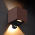 Brilagi - LED zunanja stenska svetilka s senzorjem CUBE LED/6W/230V rjava IP65