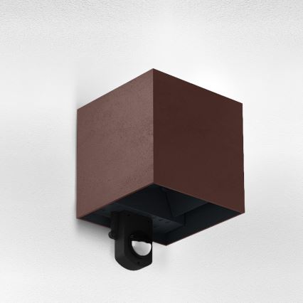 Brilagi - LED zunanja stenska svetilka s senzorjem CUBE LED/6W/230V rjava IP65