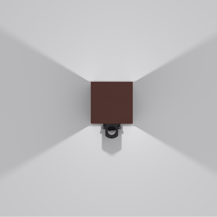Brilagi - LED zunanja stenska svetilka s senzorjem CUBE LED/6W/230V rjava IP65