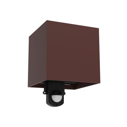 Brilagi - LED zunanja stenska svetilka s senzorjem CUBE LED/6W/230V rjava IP65