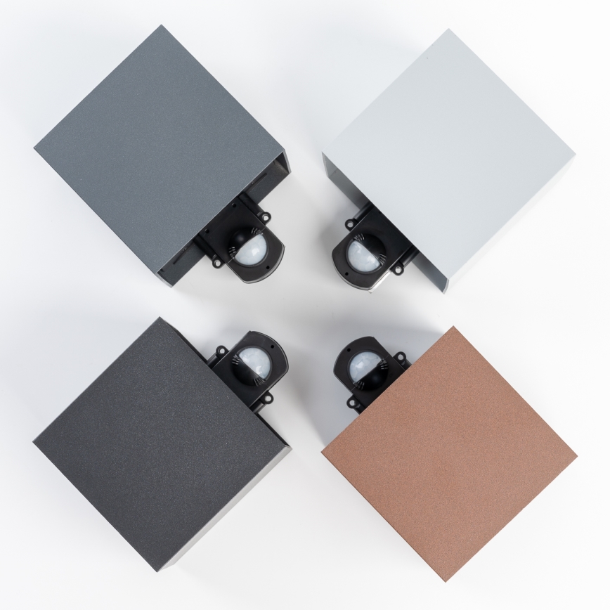 BRILAGI - LED zunanja stenska svetilka s senzorjem CUBE LED/6W/230V rjava IP65