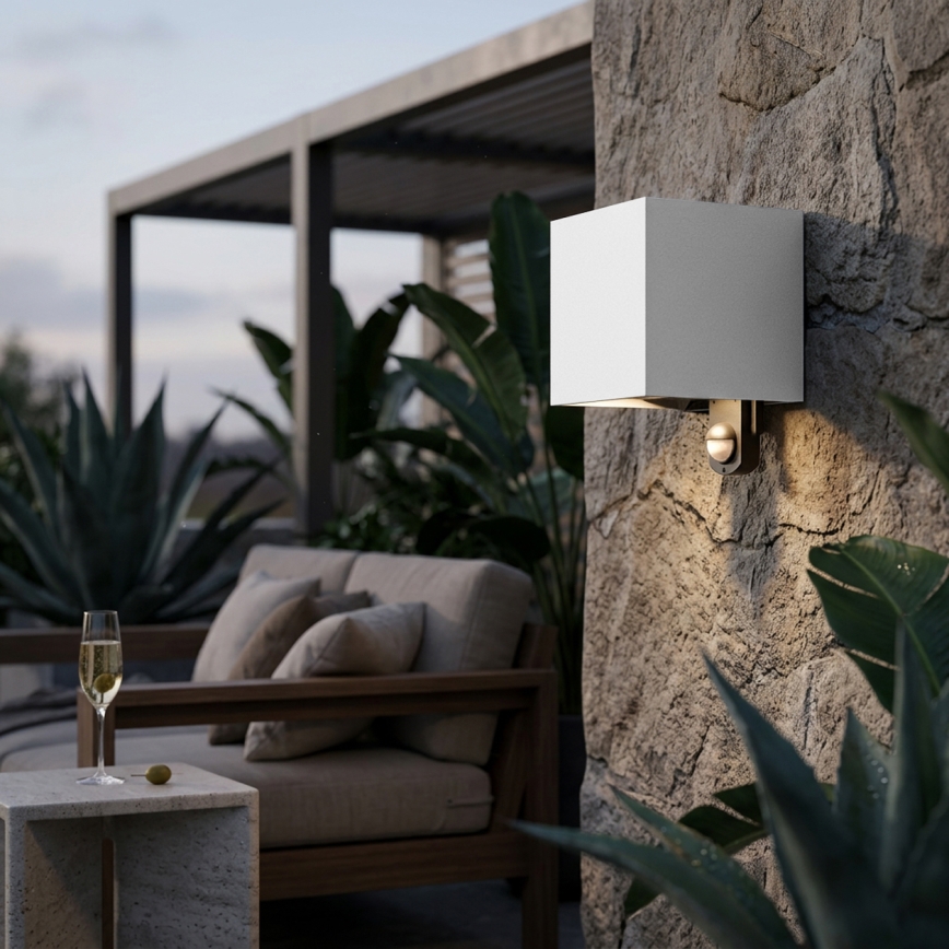 Brilagi - LED zunanja stenska svetilka s senzorjem CUBE LED/6W/230V siva IP65