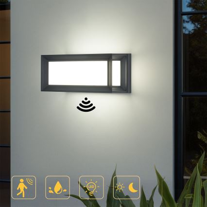 Brilagi - LED zunanja stenska svetilka s senzorjem PARKER LED/12W/230V antracit IP44