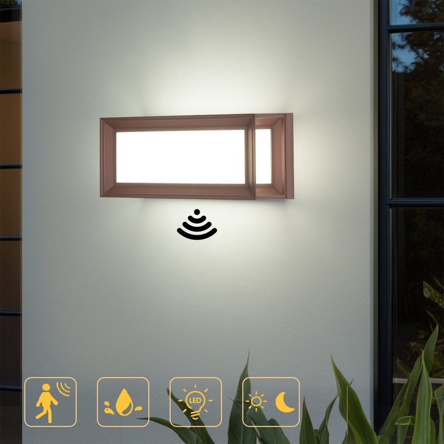 Brilagi - LED zunanja stenska svetilka s senzorjem PARKER LED/12W/230V rjava IP44