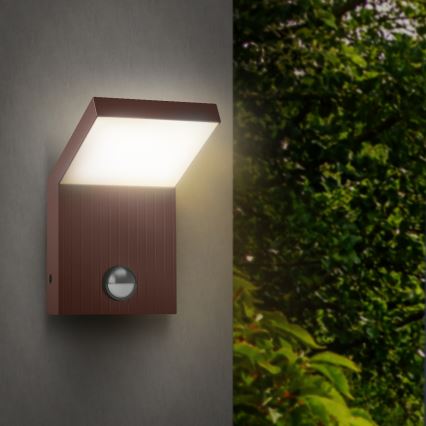 Brilagi - Zunanja LED stenska svetilka RIANO s senzorjem LED/8W/230V, rjava, IP65
