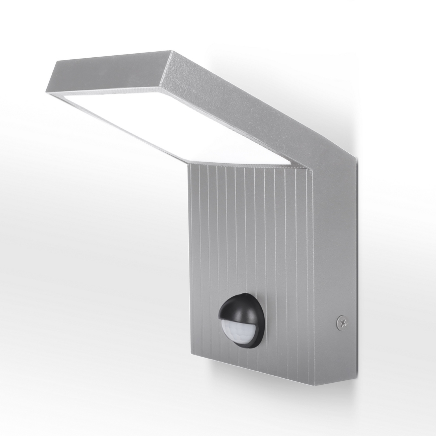 Brilagi - LED zunanja stenska svetilka s senzorjem RIANO LED/8W/230V srebrna IP65