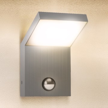 Brilagi - LED zunanja stenska svetilka s senzorjem RIANO LED/8W/230V srebrna IP65