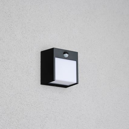 Brilagi - LED Zunanja stenska svetilka s senzorjem TERNI LED/12W/230V črna IP44