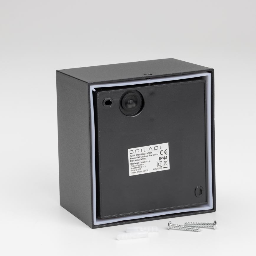 Brilagi - LED Zunanja stenska svetilka s senzorjem TERNI LED/12W/230V črna IP44