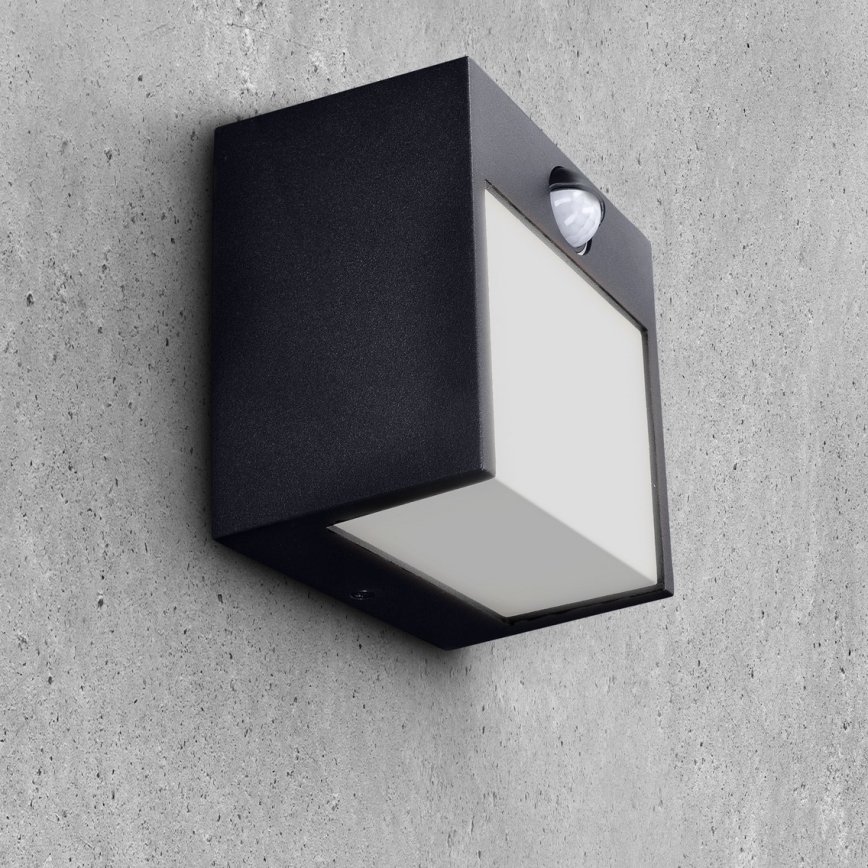 Brilagi - LED Zunanja stenska svetilka s senzorjem TERNI LED/12W/230V črna IP44