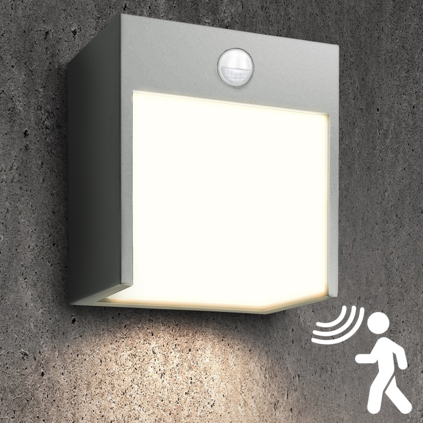 Brilagi - LED Zunanja stenska svetilka s senzorjem TERNI LED/12W/230V siva IP44