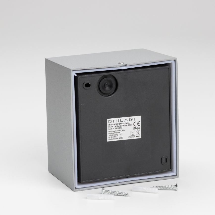 Brilagi - LED Zunanja stenska svetilka s senzorjem TERNI LED/12W/230V siva IP44