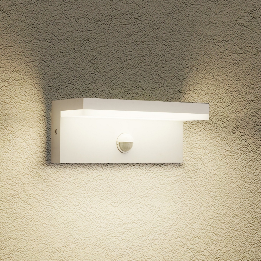 Brilagi - LED zunanja stenska svetilka s senzorjem TESSI LED/10W/230V bela IP54